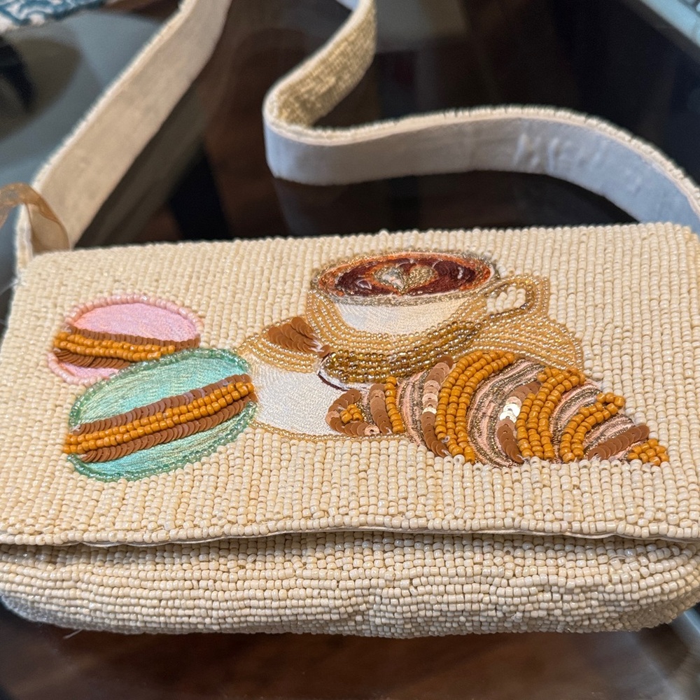 VIRAL Beaded Croissant, Macaron and Coffee bag!